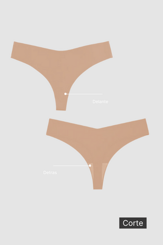 Tanga Básica Sin Costuras Nude Pack x3